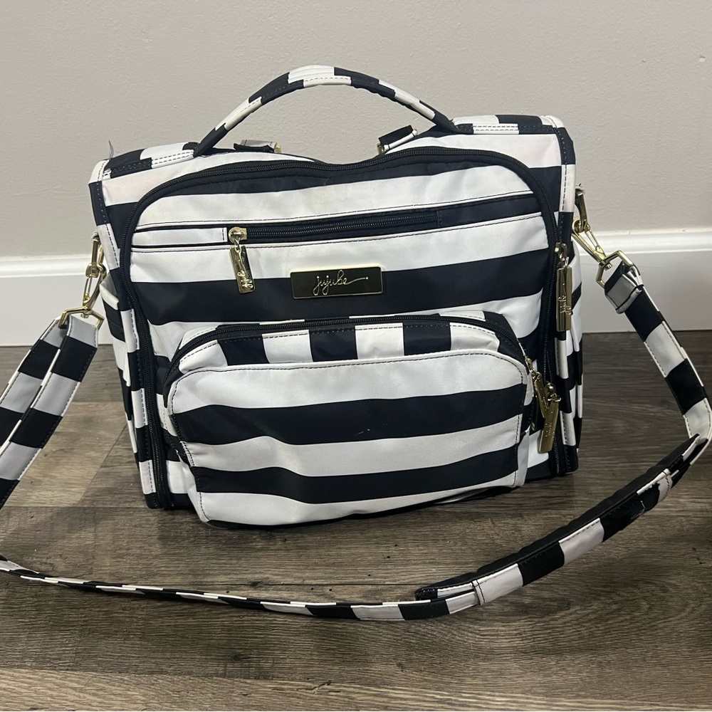 Jujube diaper bag - black and white striped